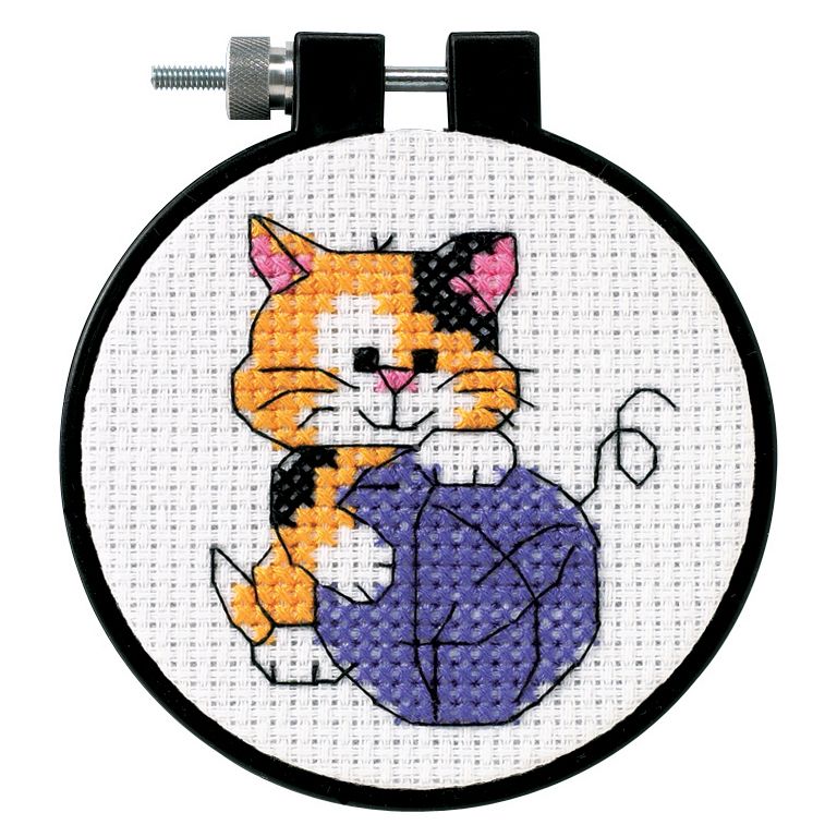 Learn-a-Craft: Counted Cross Stitch Kit and Hoop: Cute Kitty
