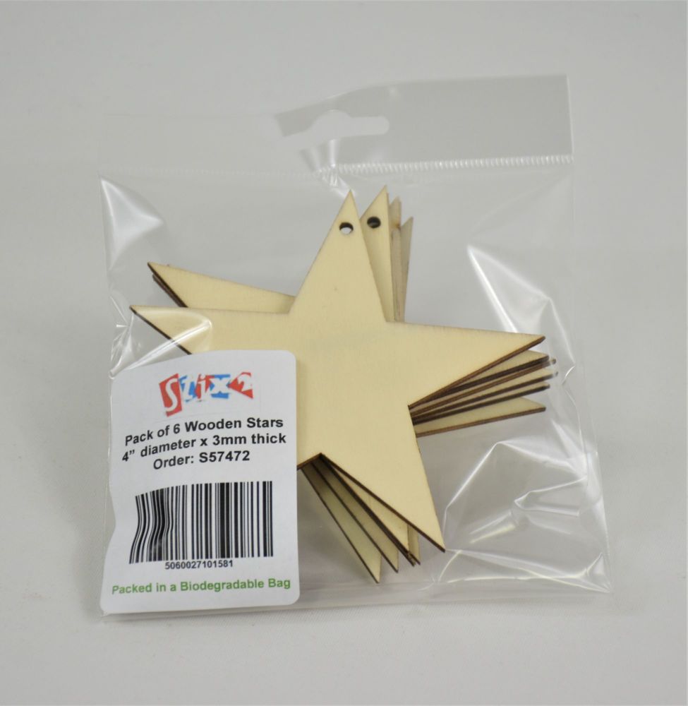 Wooden Stars - Pack of 6