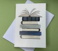 Stack of books (blues) | Greetings Card