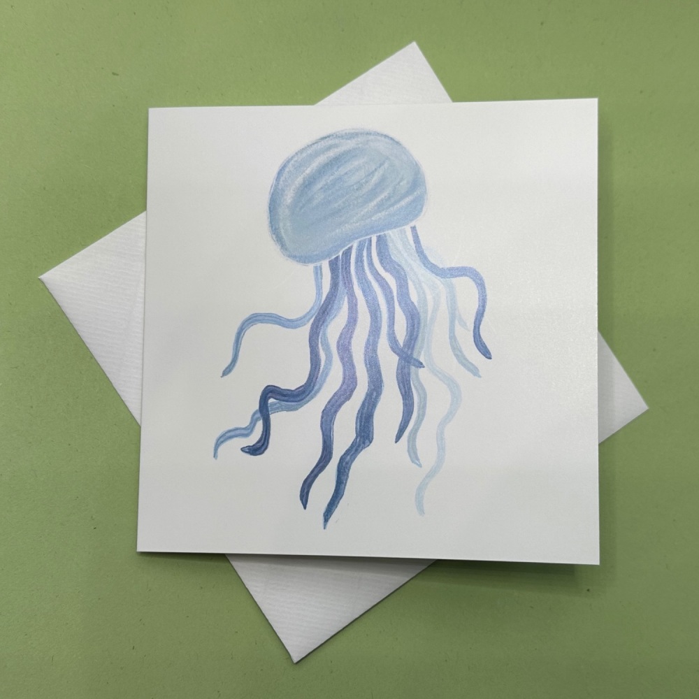 Jellyfish (Blues) | Square Greetings Card