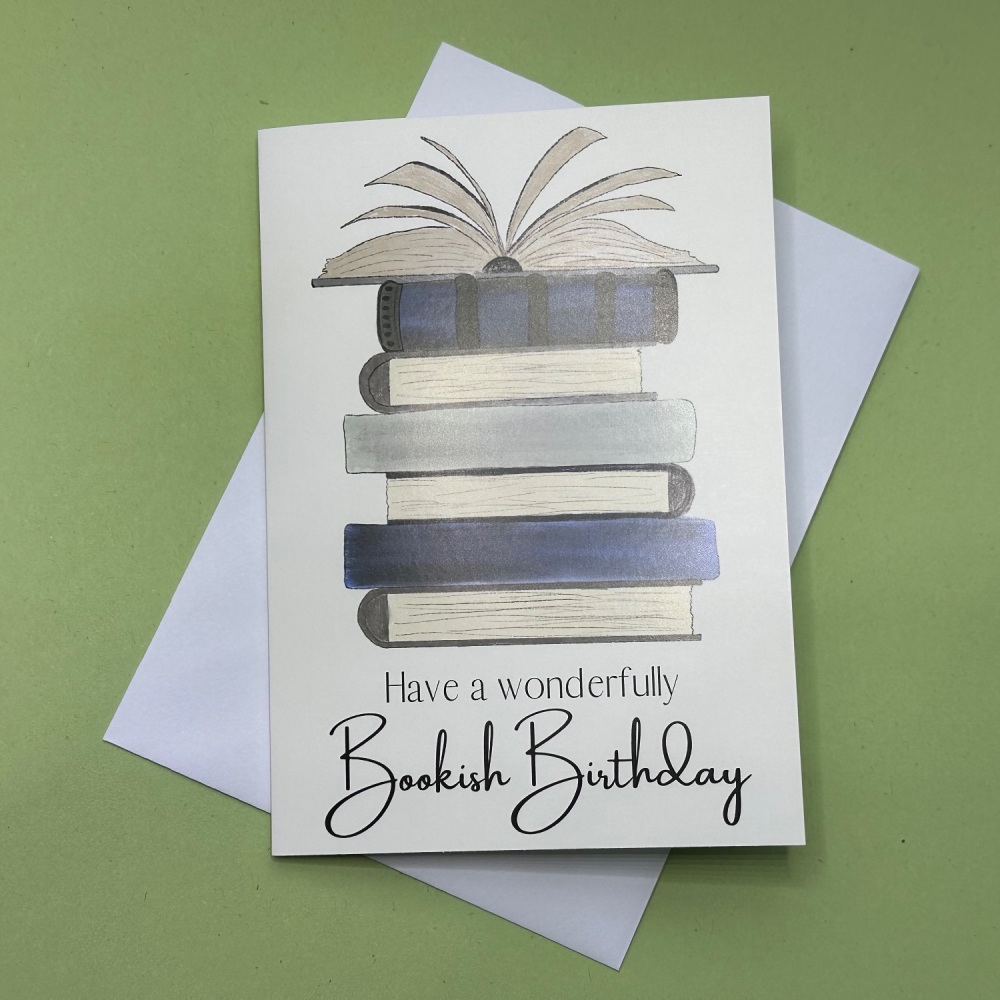 Bookish birthday (blues) | Greetings Card