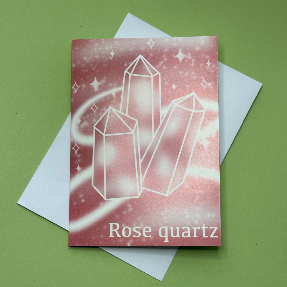 Rose Quartz Crystals | Greetings Card