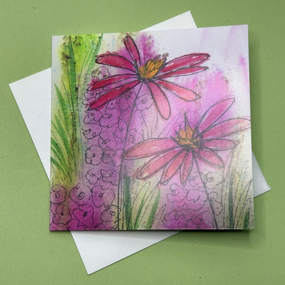 Pink flowers | Greetings Card