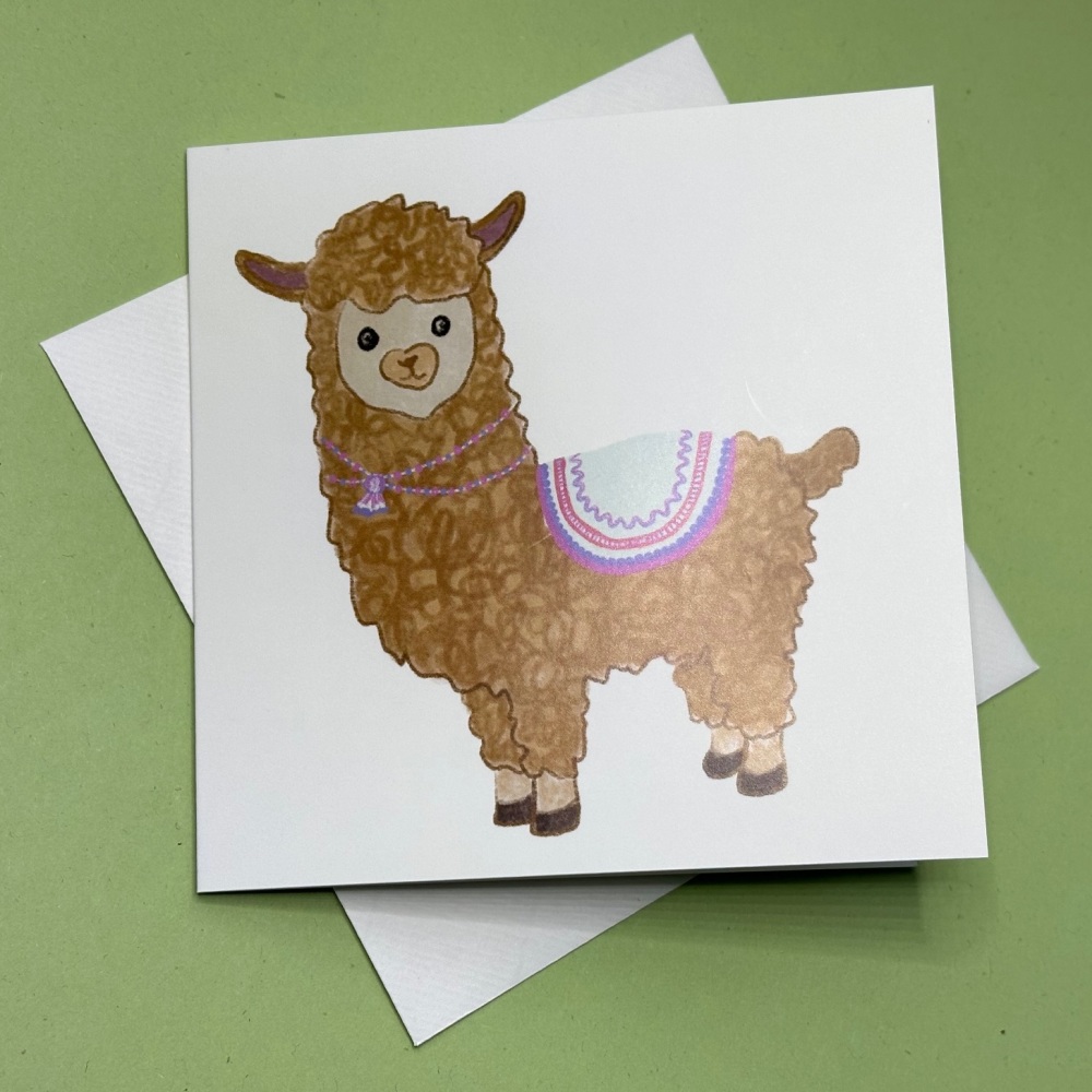 Alpaca Fiesta | Square Greetings Card