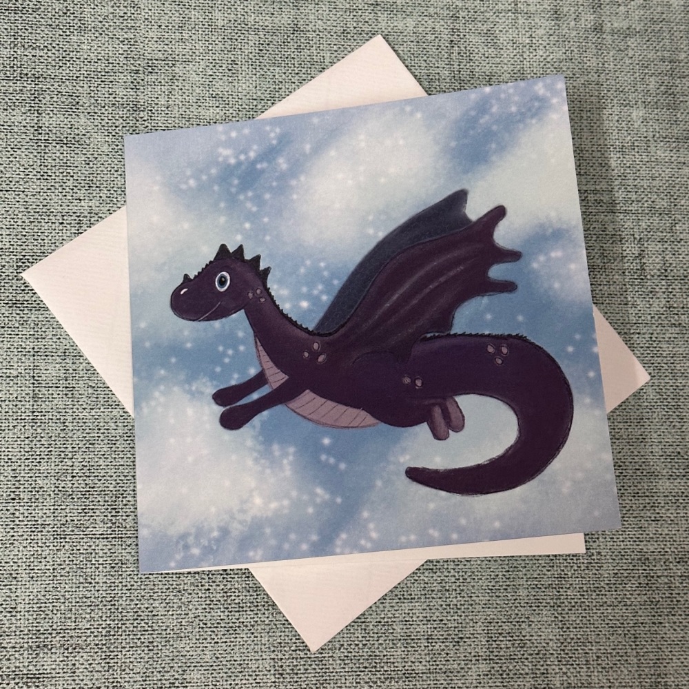 Dragon blue sky | Square Greetings Card