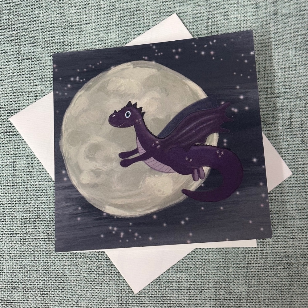 Dragon night sky | Square Greetings Card