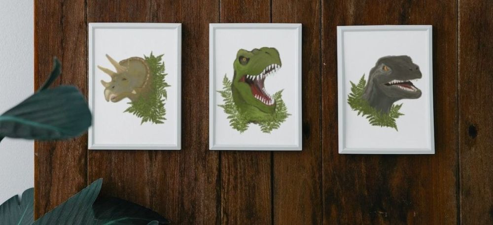 *Set of 3 Dinosaur Art Prints | A4 | Artwork for children's bedroom, playroom or nursery