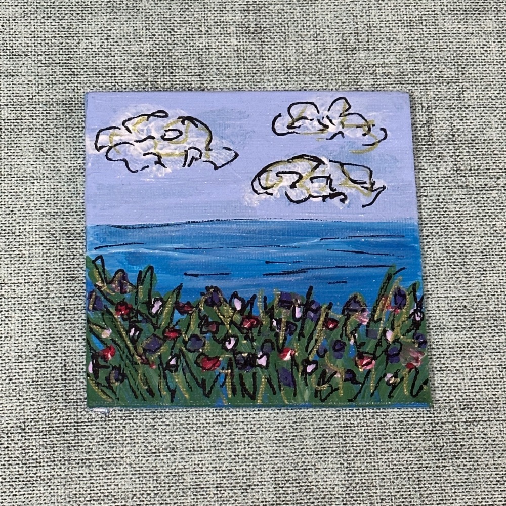 Sea View | Original Mini Canvas Panel |  Acrylic & Ink