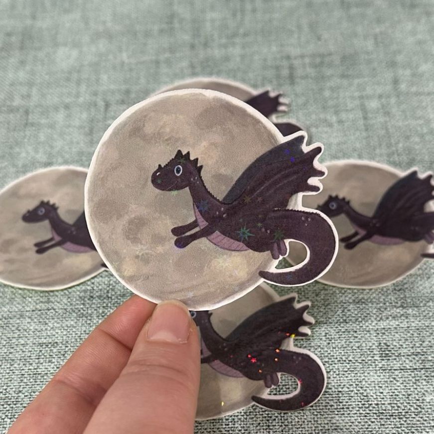 Dragon & Moon Vinyl Sticker | 78V