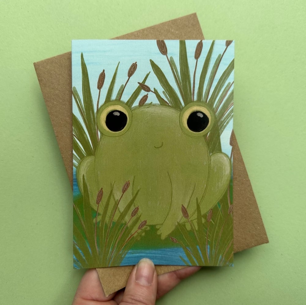Frog in a pond | Greetings Card