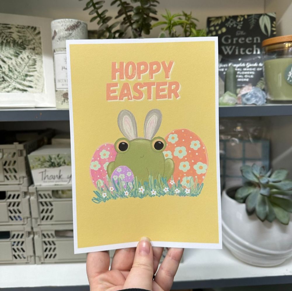 Hoppy Easter featuring Froggo the frog with bunny ears Art Print | Various sizes available