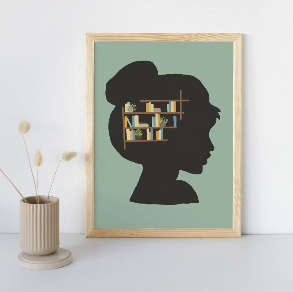 'She Loves Books and Plants' Wall Art Print | Choose from a selection of sizes