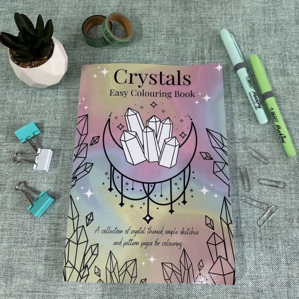 Crystals Easy Colouring Book | A collection of sketches and pattern pages to colour