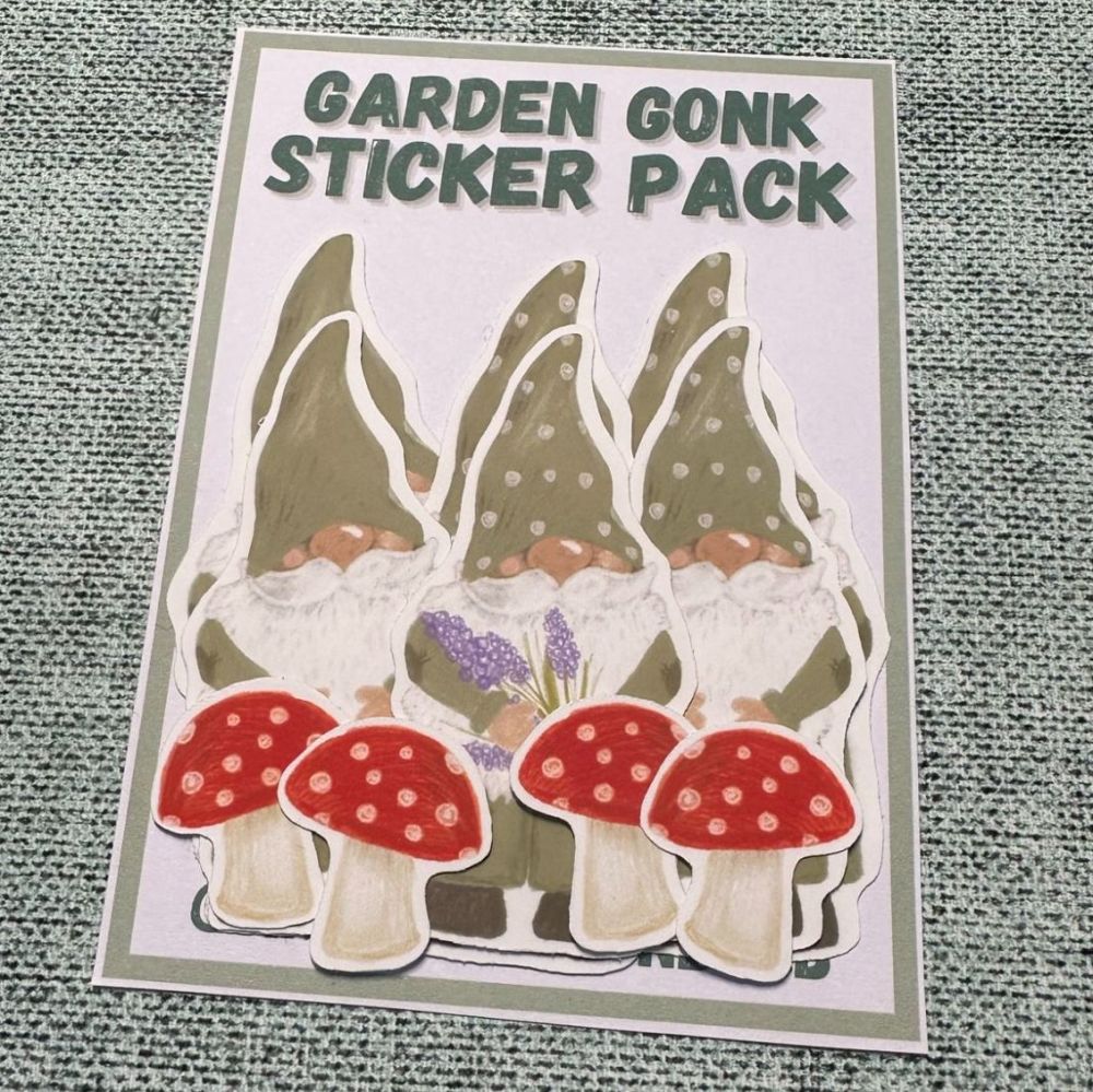 Garden Gonks & Toadstools Die Cut Sticker Pack (10pc) | SKU: GG02