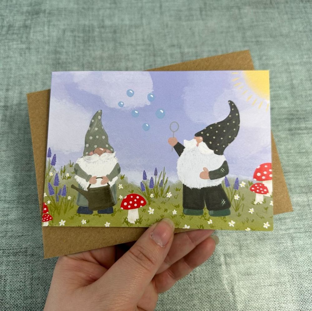 Gonks in the garden Greetings Card