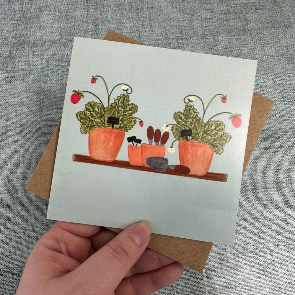 Strawberry Plants Greetings Cards