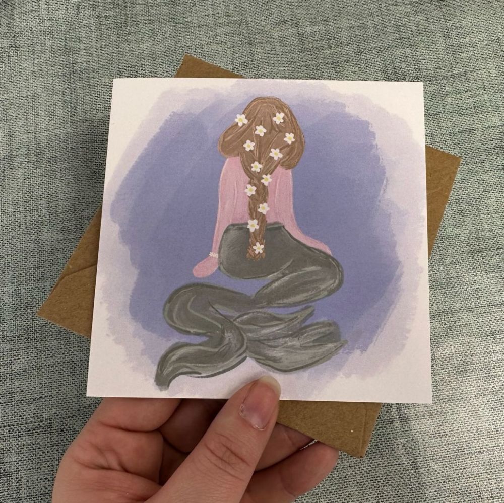 Mermaid with flowers in her hair Greetings Card