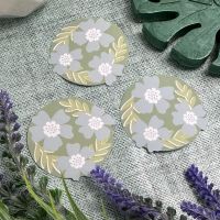 Pastel blue & green floral design waterproof vinyl sticker