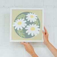 Cosy greens simplistic florals Square Art Print