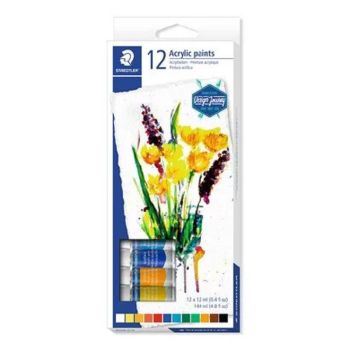 STAEDTLER ACRYLIC PAINTS 12 ASSORTED COLOURS