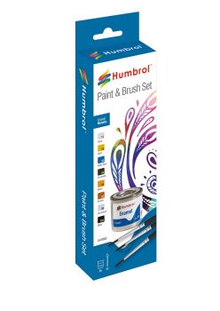 HUMBROL ENAMEL PAINT AND BRUSH METALLIC SET