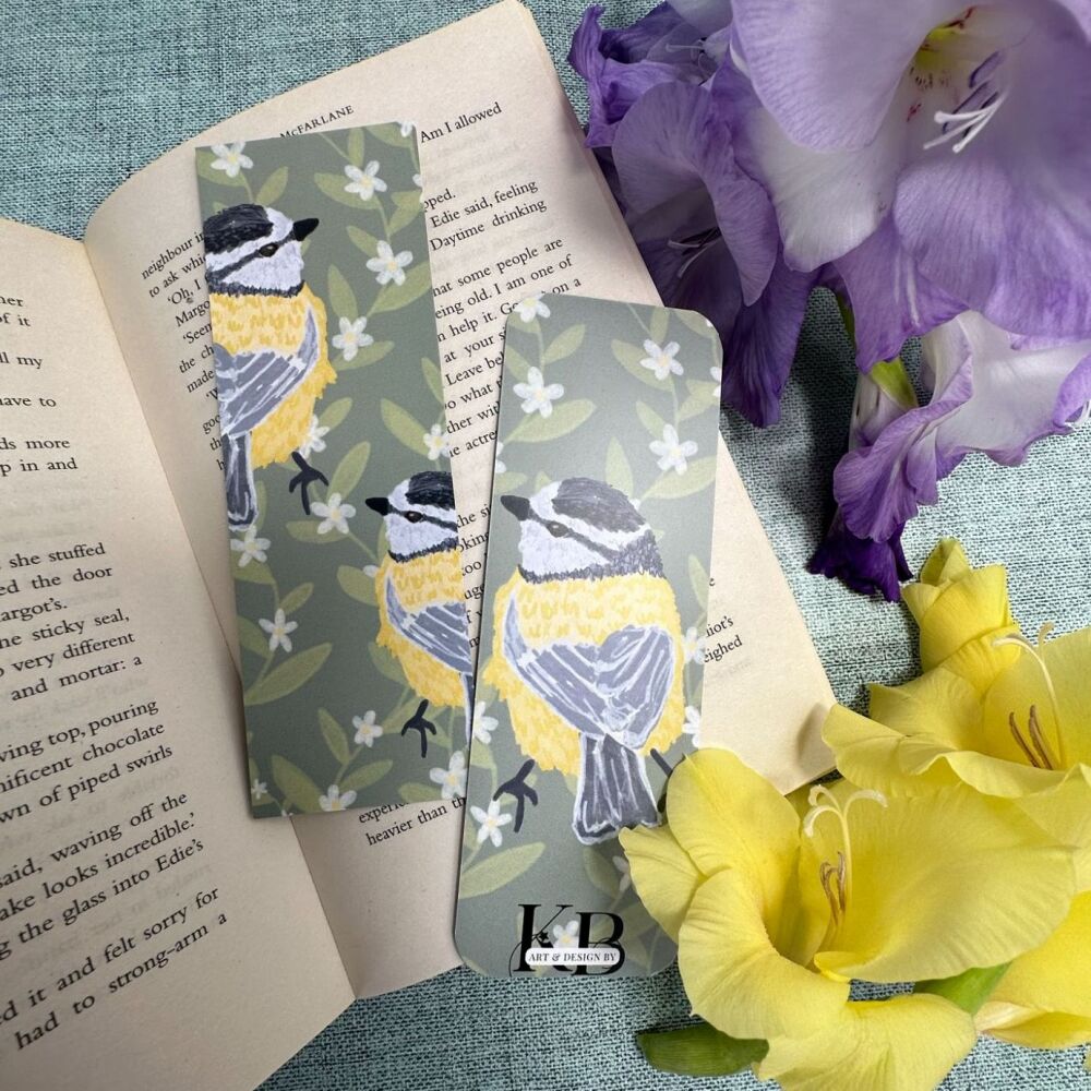 Birds and Blooms double sided bookmark