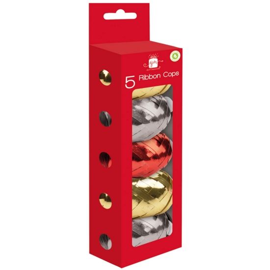 Curling ribbon : Gold, Silver & Red 5pk