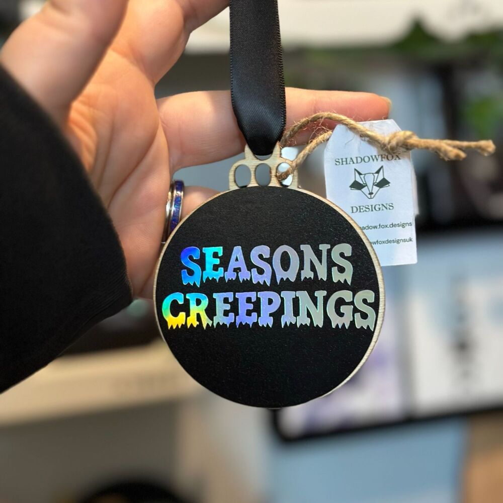 Seasons Creepings Bauble (Holographic silver on black)