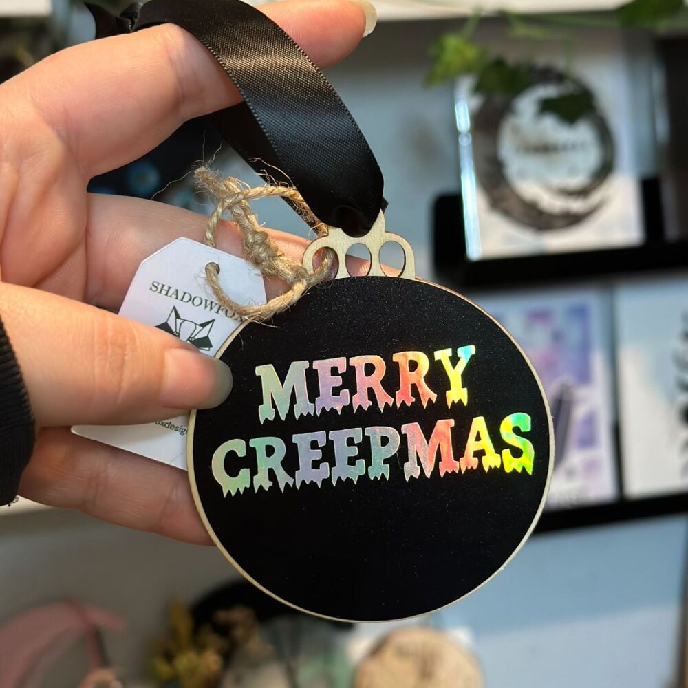 Merry Creepmas (Holographic silver on black)