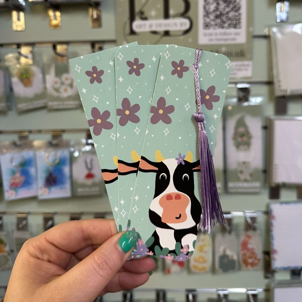 Happy Cow double sided bookmark