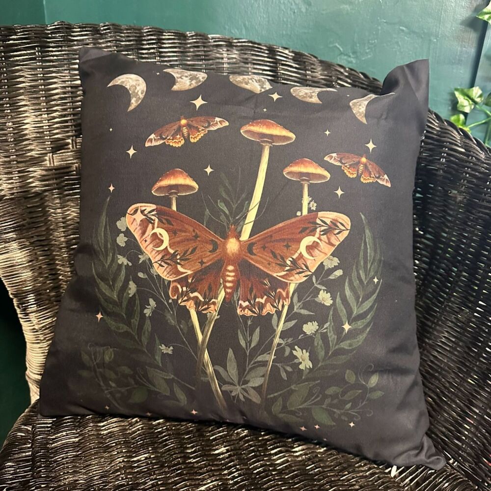 Moon, Moth & Mushroom Fairycore Cushion Cover