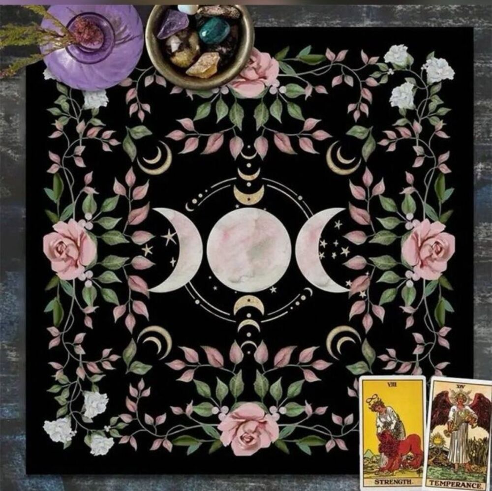 Moon & Pink Roses Altar Cloth