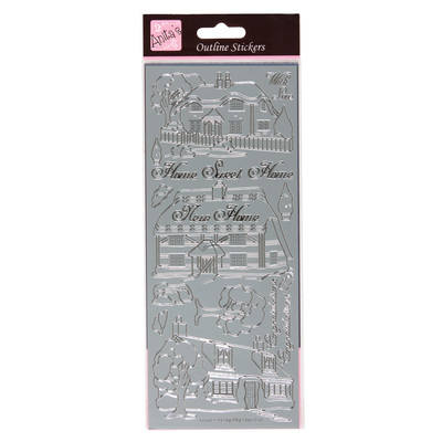Outline Stickers - Country Cottages - Silver