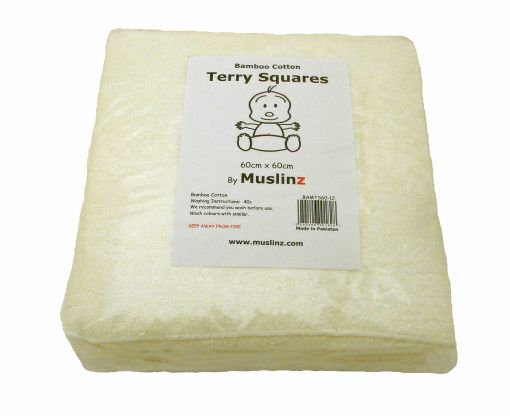 MuslinZ 12 Pack Bamboo Cotton Terry Squares 60x60cm