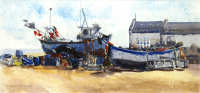 Flags out Aldeburgh beach Vanessa Whinney 17 x 36cm