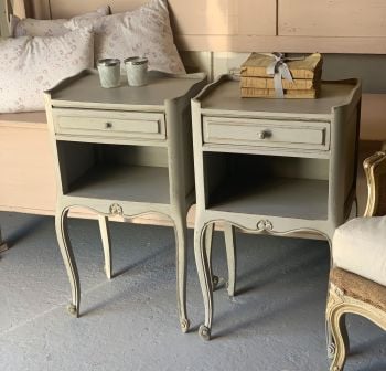 SOLD Pair of french painted bedside tables