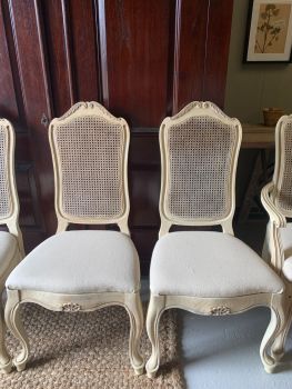 SOLD Set of 6 vintage french bergere dining chairs