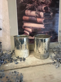 Silvered glass tea light holder