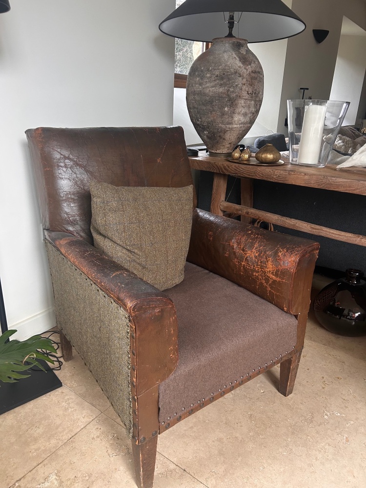 French leather club chair