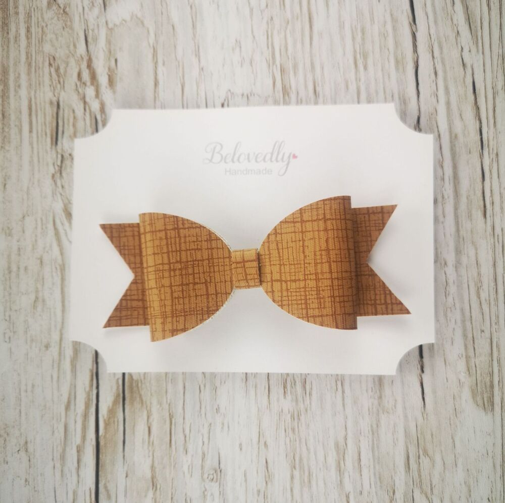 Large Cork Faux Leather Hair Bow