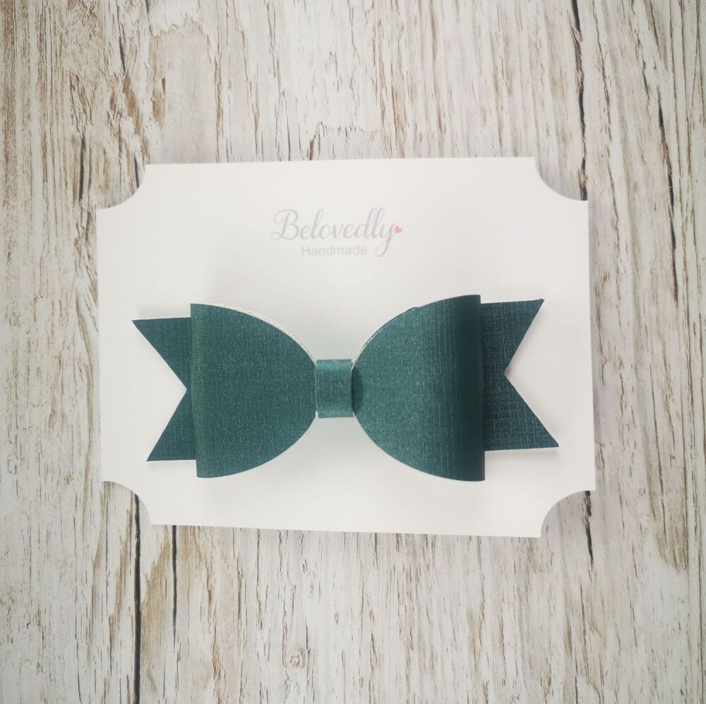 Large Teal Faux Leather Hair Bow