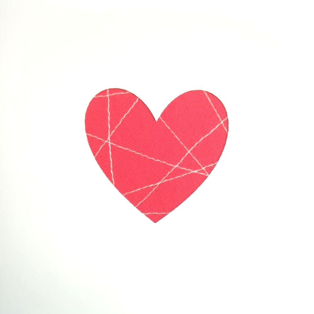 Red Stitched Heart Greetings Card
