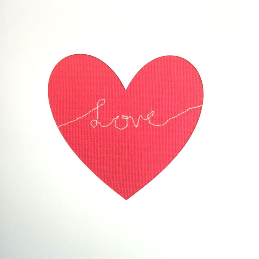 Red 'Love' Stitched Heart Greetings Card