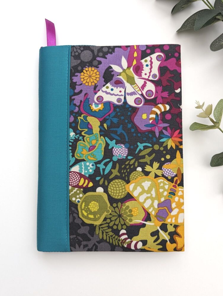 Colourful Moths Re-usable A5 Fabric Covered Notebook (Standard)