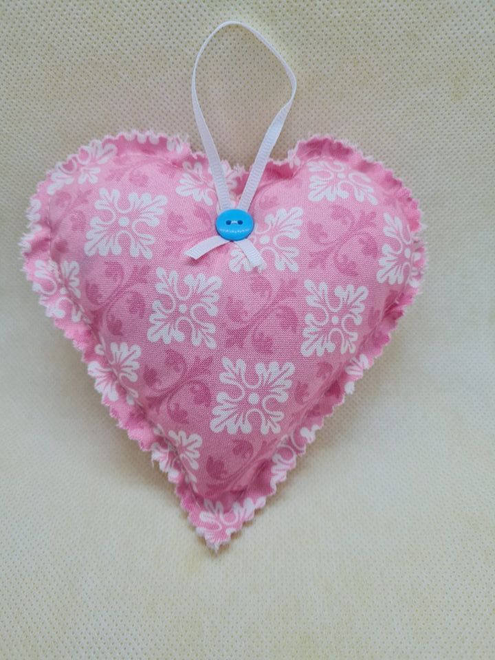 Lavender Heart - pink check cotton
