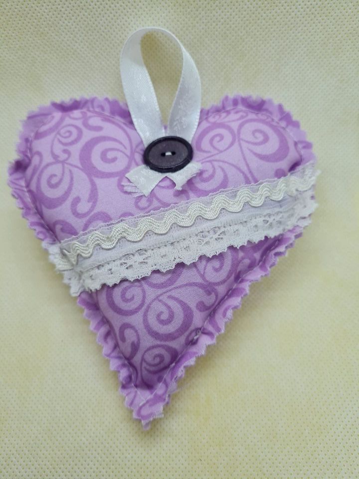 Lavender Heart - purple cotton & lace