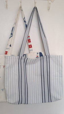 Beach bag / large tote - cotton stripe