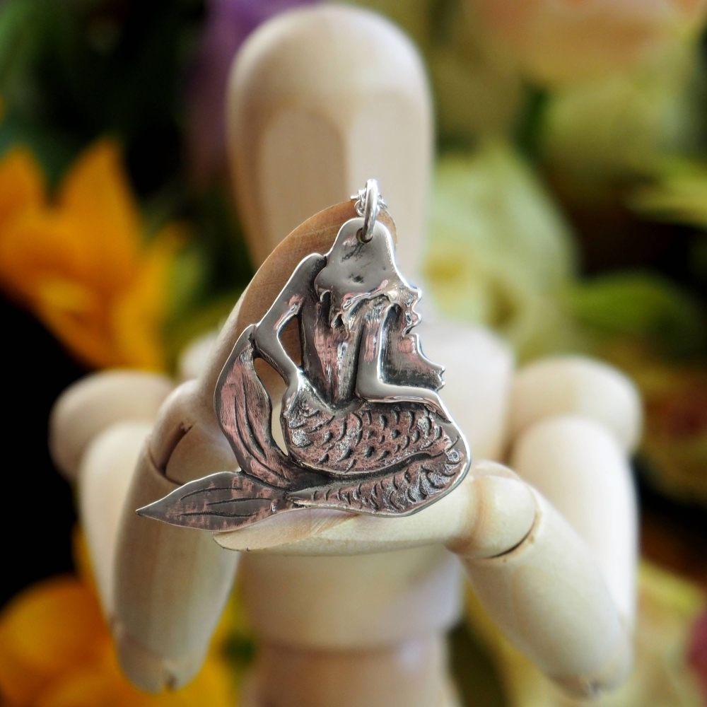 Fine silver mermaid on a sterling silver chain