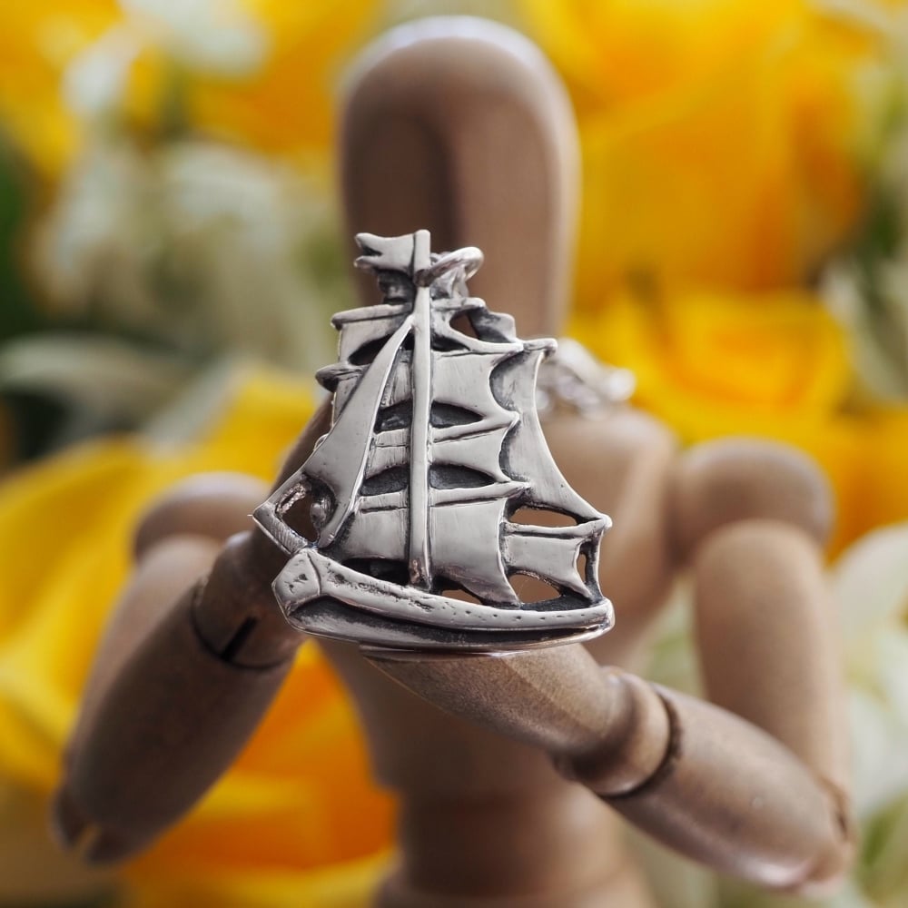 Fine silver sailing ship on a sterling silver chain