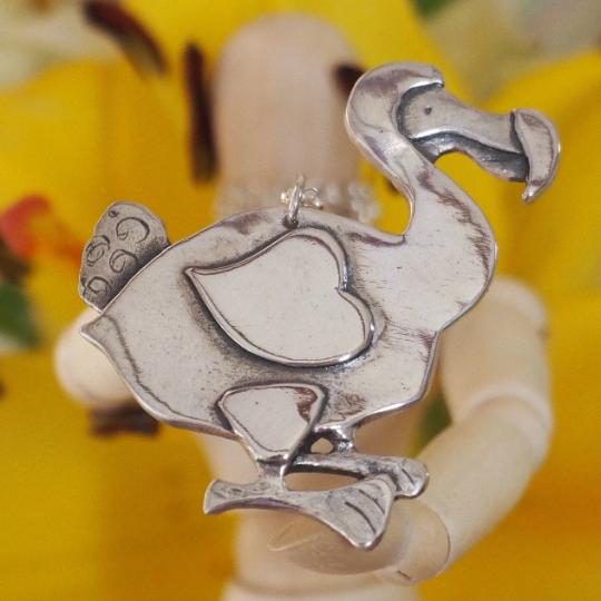 Fine silver dodo on a sterling silver chain
